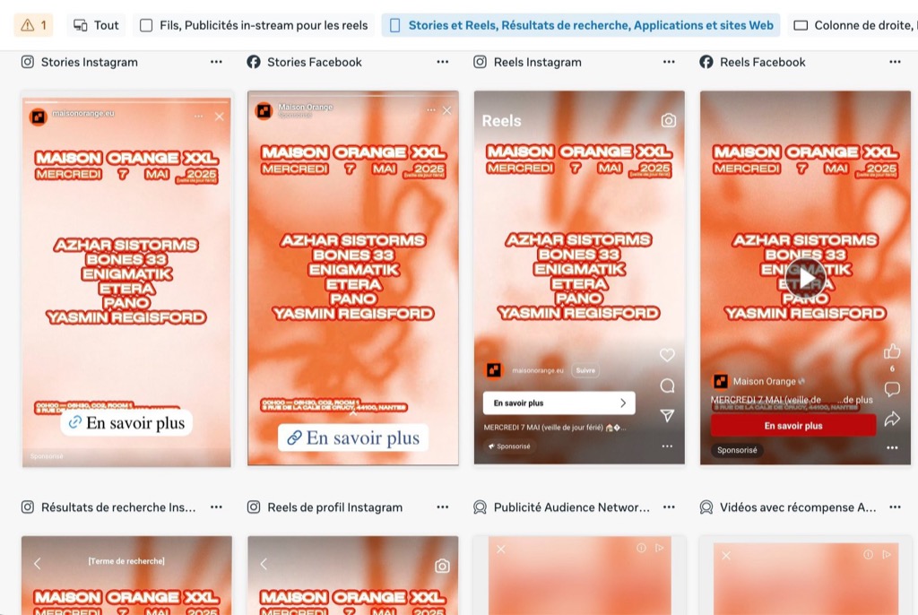 Stories et publications Instagram et Facebook de la campagne Maison Orange